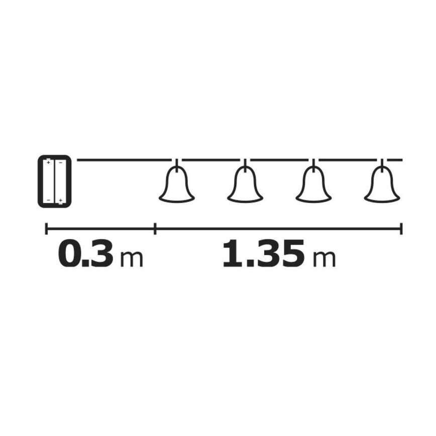 LED Božićne lampice CHAIN 10xLED 1,65m topla bijela