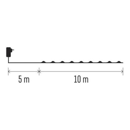 LED božićne vanjske lampice 100xLED/15m IP44 topla bijela