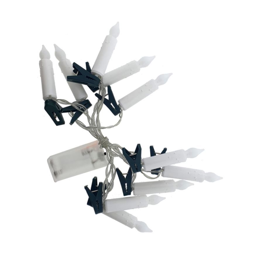 LED božićni dekorativni lanac 10xLED/2xAA 1,65 m tople bijele svijeće