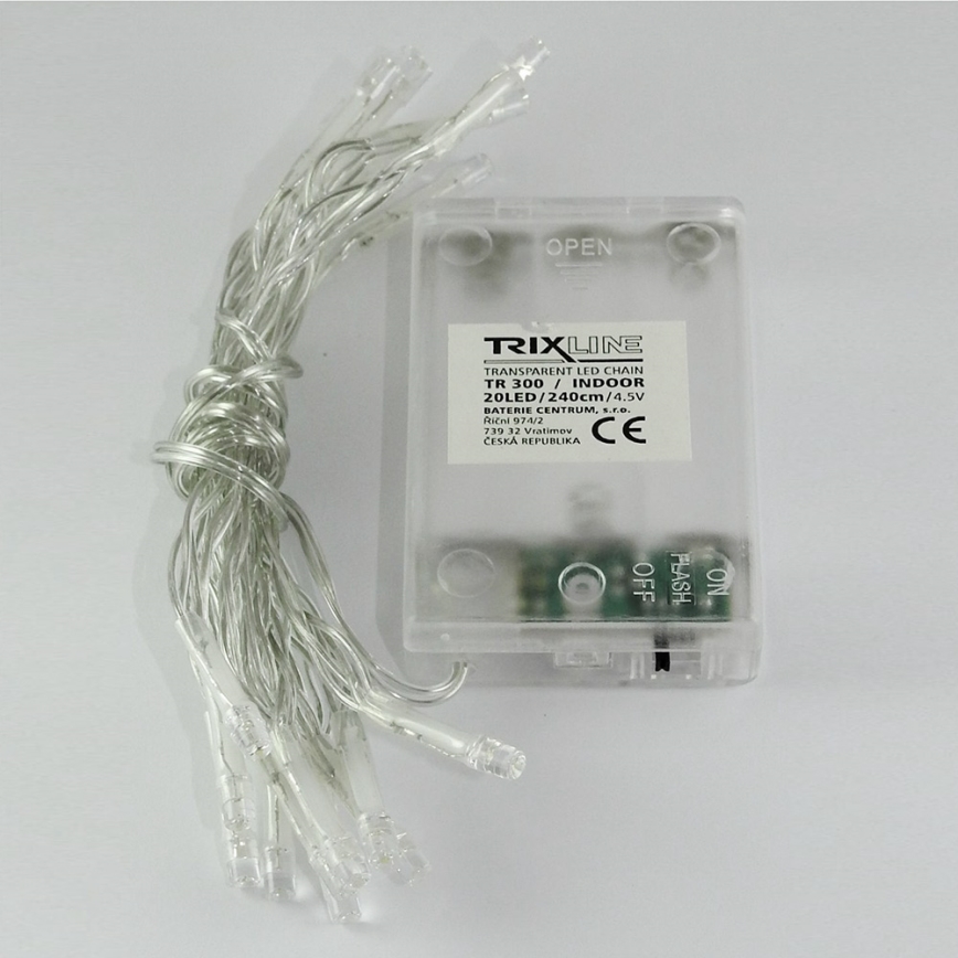 LED božićni lanac 20 LED / 2 funkcije, 2,4 m, hladno bijela