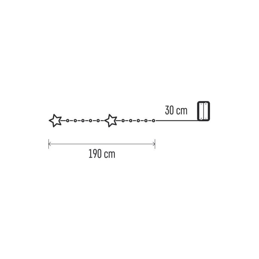 LED božićni lanac 20xLED/2xAA 2,2 m topla bijela