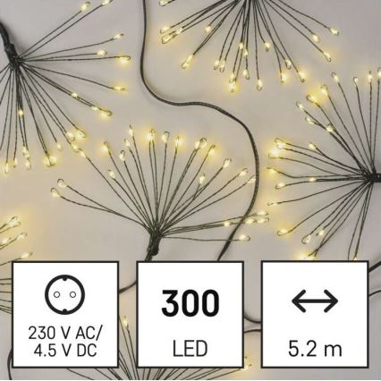 LED božićni lanac 300xLED 5,2+3 m toplo bijela