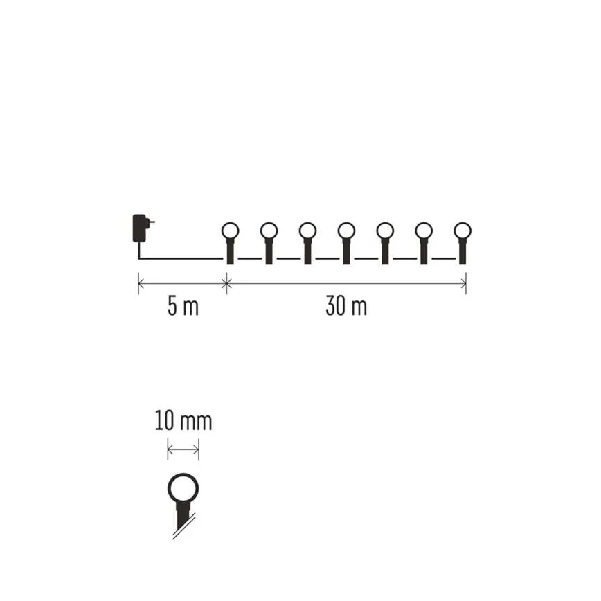 LED božićni lanac 300xLED/8 funkcija 35m IP44 topla bijela
