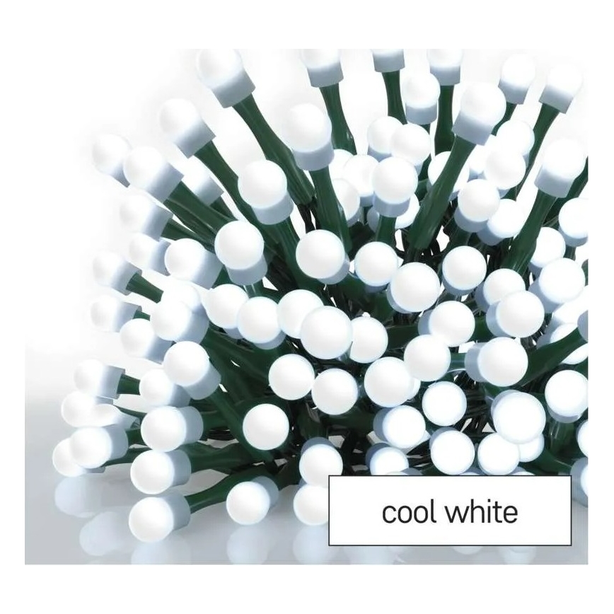 LED božićni niz 200x LED / 8 funkcija, 20 m, IP44, hladno bijela