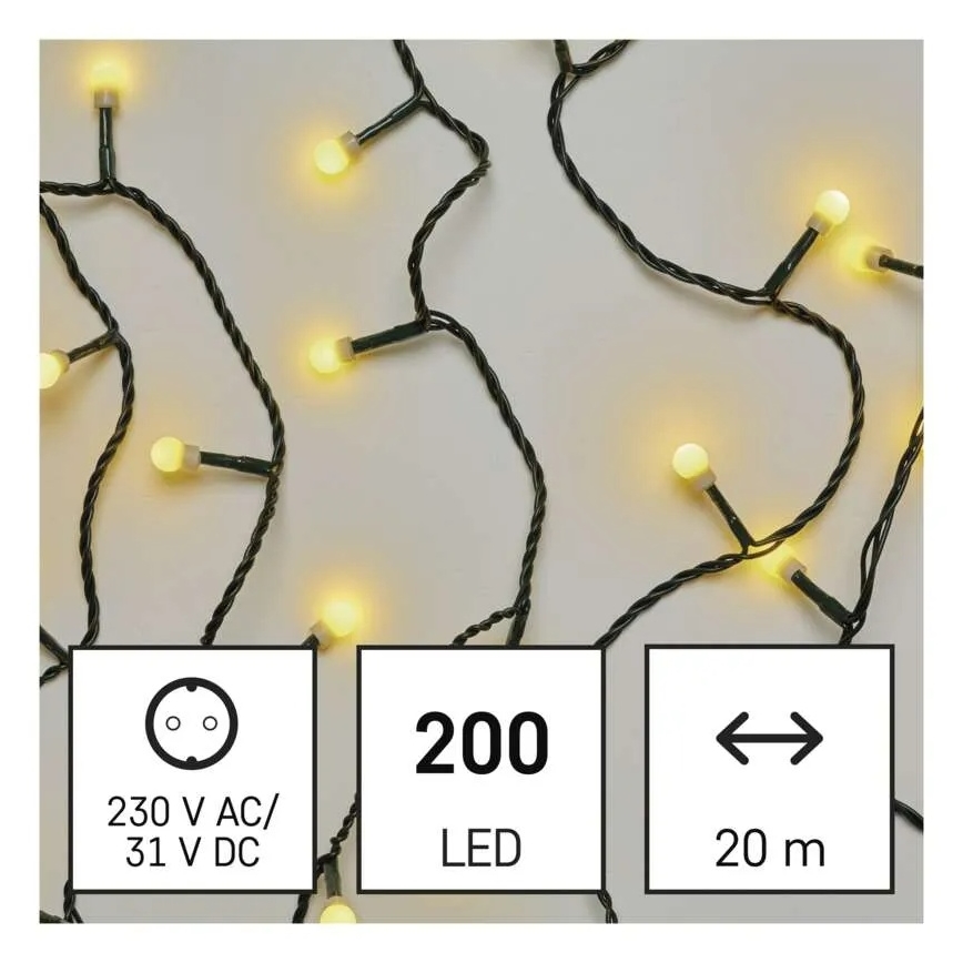 LED Božićni niz 200xLED/8 funkcija 20m IP44 topla bijela
