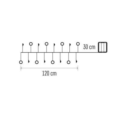 LED božićni niz 40xLED/3xAA 1,5 m toplo bijela
