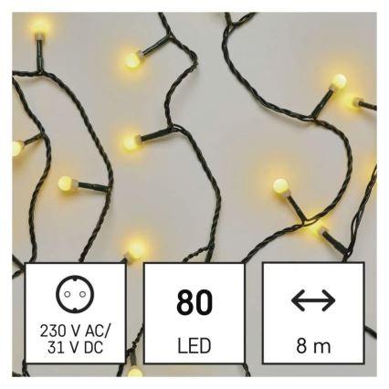 LED božićni niz 80xLED/230V/8 funkcija 13m IP44 topla bijela