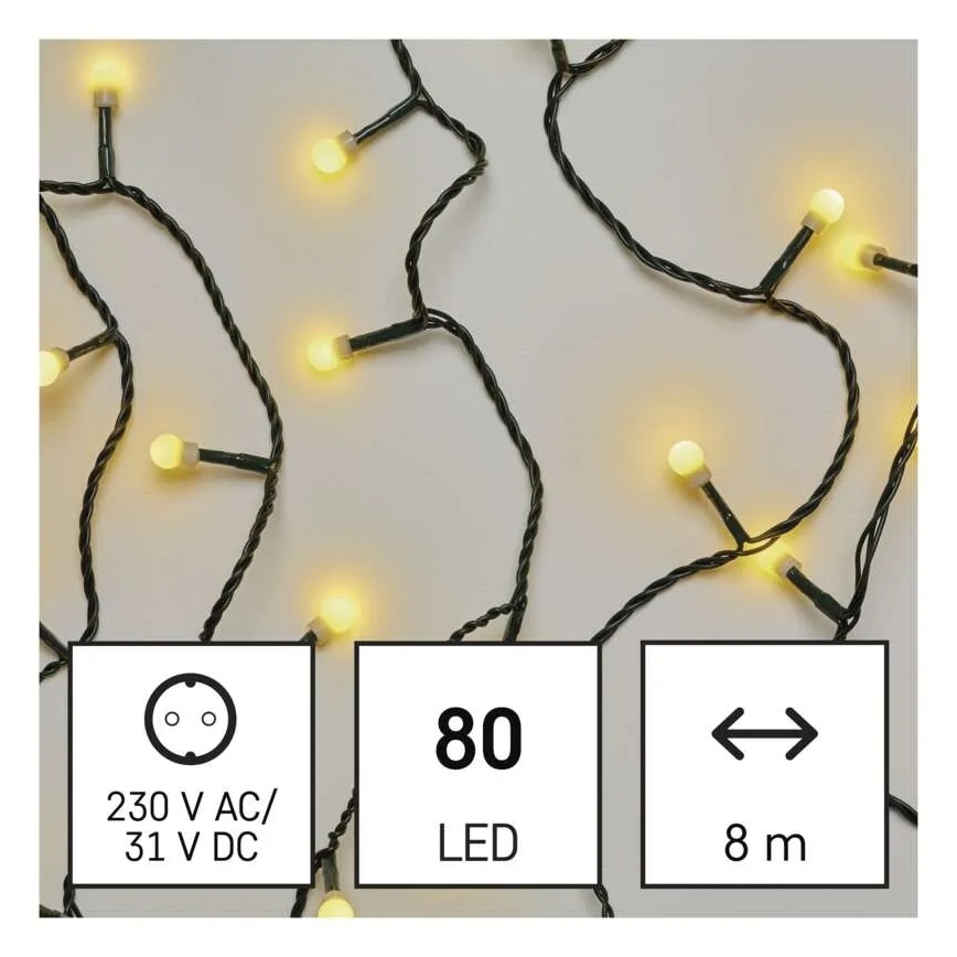 LED božićni niz 80xLED/230V/8 funkcija 13m IP44 topla bijela