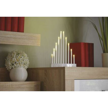 LED Božićni svijećnjak 10xLED/3xAA bijela