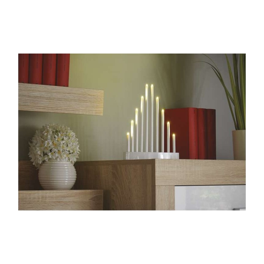 LED Božićni svijećnjak 10xLED/3xAA bijela