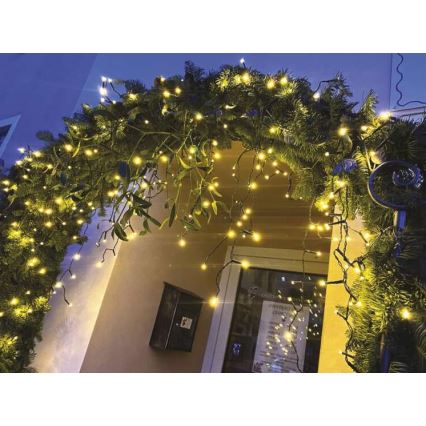 LED Božićni vanjski lanac 200xLED/8 načina 8,6m IP44 topla bijela