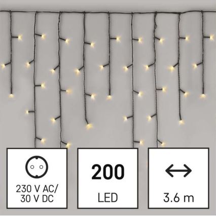 LED Božićni vanjski lanac 200xLED/8 načina 8,6m IP44 topla bijela