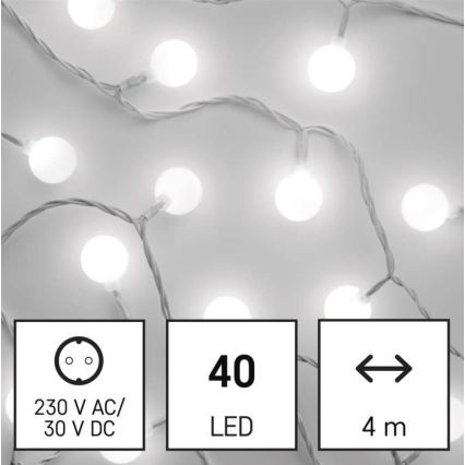 LED Božićni vanjski lanac 40xLED/9m IP44 hladno bijela
