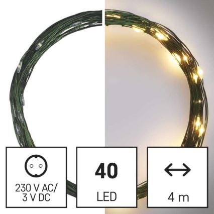 LED božićni vanjski lanac 40xLED/9m IP44 topla bijela