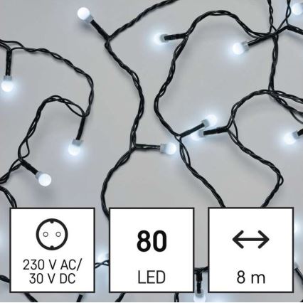 LED Božićni vanjski lanac 80xLED/13m IP44 hladno bijela