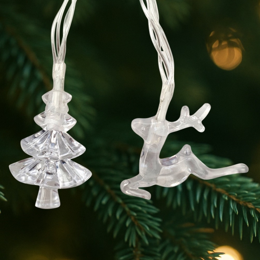 LED božićni vanjski niz 20xLED/2xAA 2,2 m IP44 višebojno, borovi i sobovi