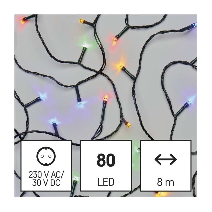 LED božićni vanjski niz 80xLED/13m IP44 višebojan
