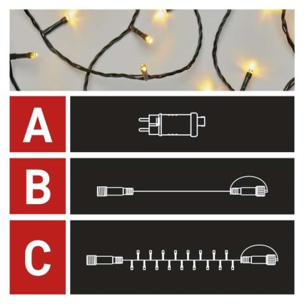 LED božićni vanjski svjetlosni lanac 100xLED/15m IP44 topla bijela
