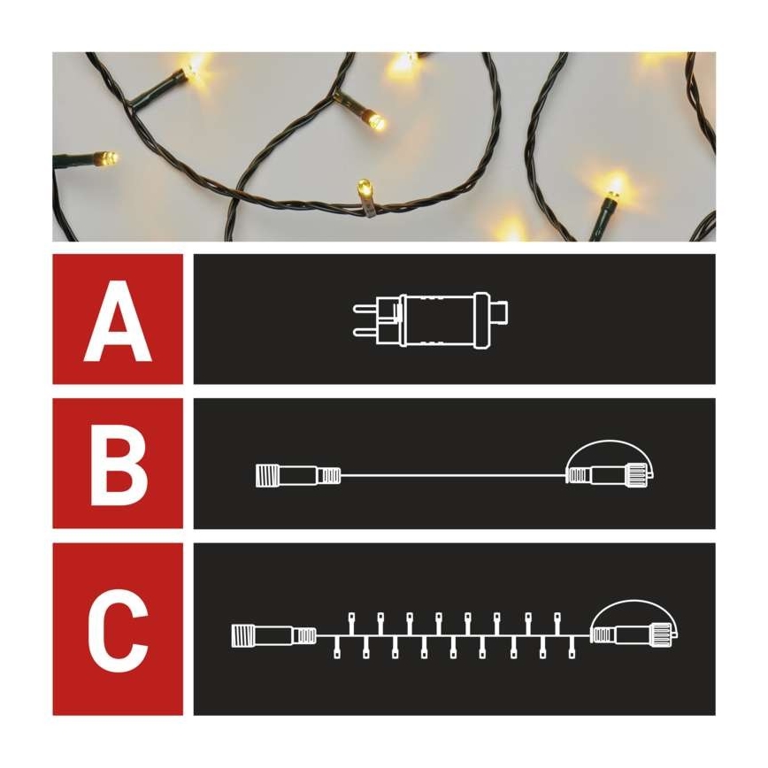 LED božićni vanjski svjetlosni lanac 100xLED/15m IP44 topla bijela