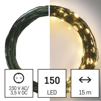 LED božićni vanjski svjetlosni niz 150xLED/20m IP44 topla bijela