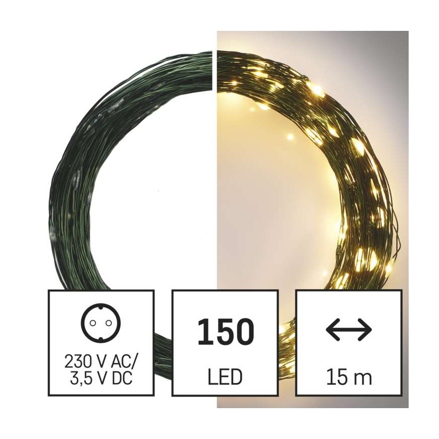 LED božićni vanjski svjetlosni niz 150xLED/20m IP44 topla bijela