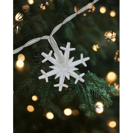 LED božićni vanjski svjetlosni niz 20xLED/2xAA 2,2 m IP44 topla bijela, snježne pahulje