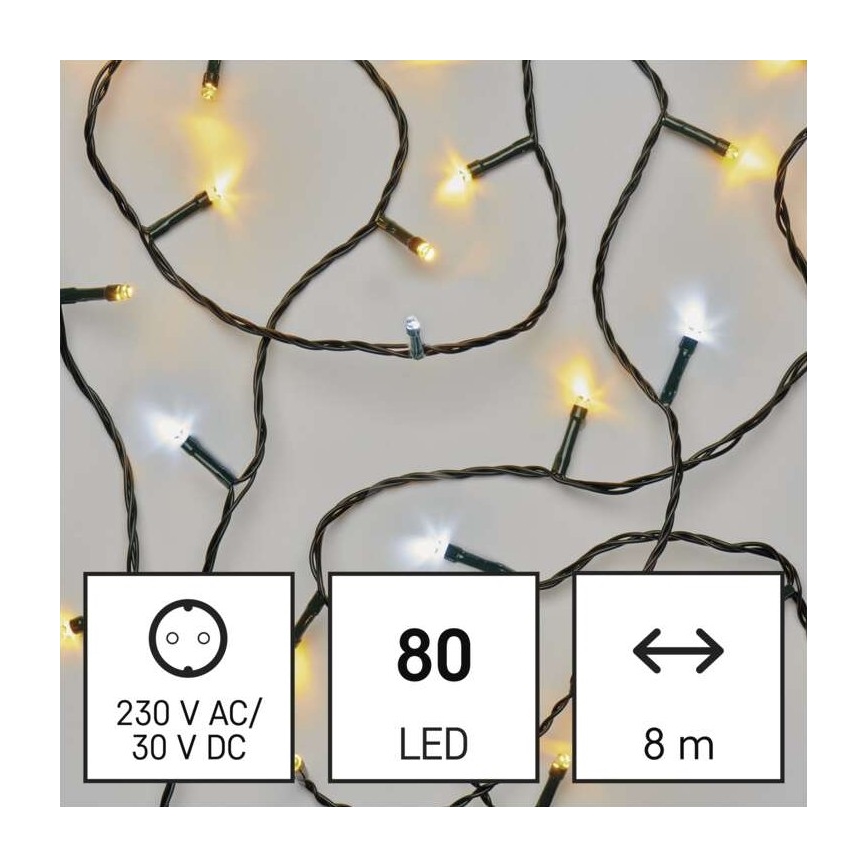 LED Božićni vanjski svjetlosni niz 80xLED/13m IP44 toplo/hladno bijelo