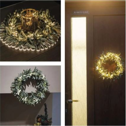 LED božićni vijenac 25xLED/3xAA promjer 35 cm