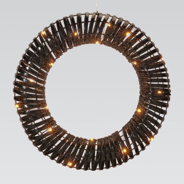 LED Božićni vijenac 30xLED/3xAA Ø 40 cm topla bijela vijenac/crna