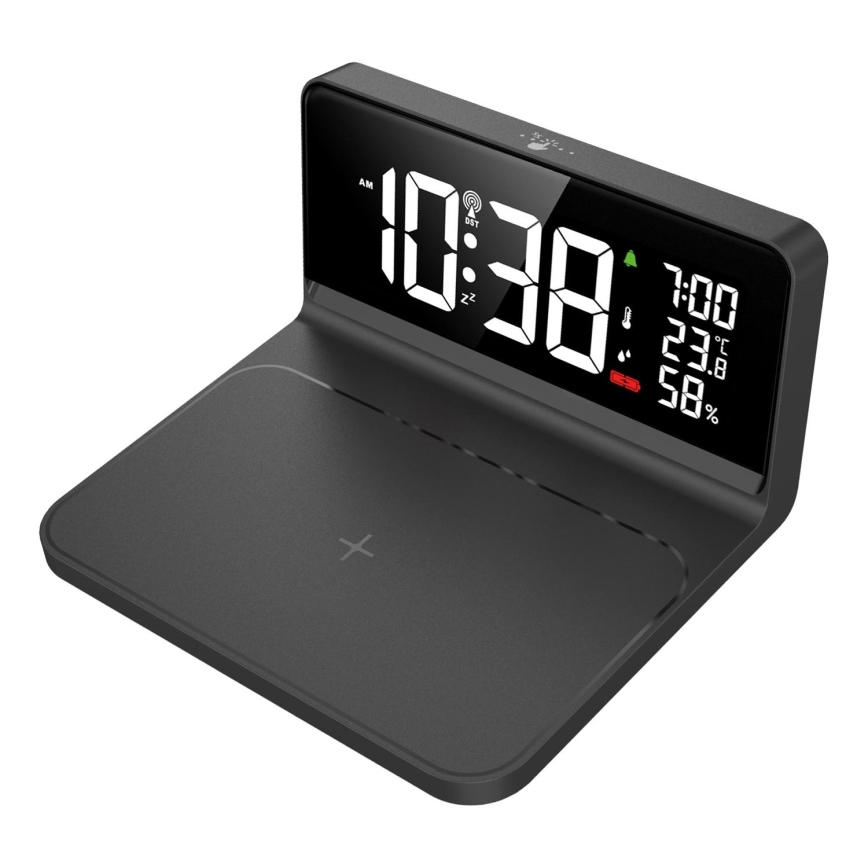 LED Budilica s LCD zaslonom i bežičnim punjenjem Qi LED/10W/230V