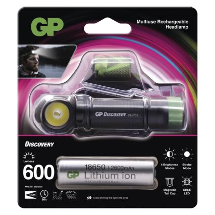 LED čeona svjetiljka GP DISCOVERY CHR35 LED/3,7V/2600mAh