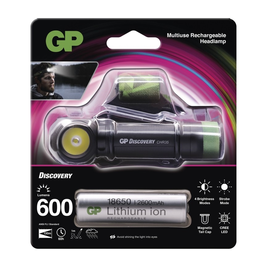 LED čeona svjetiljka GP DISCOVERY CHR35 LED/3,7V/2600mAh