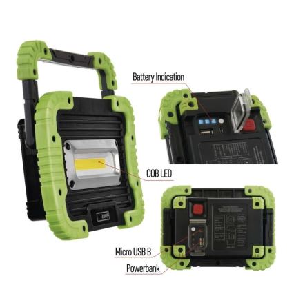 LED COB Punjivi reflektor LED/3,7V 3000 mAh IP44