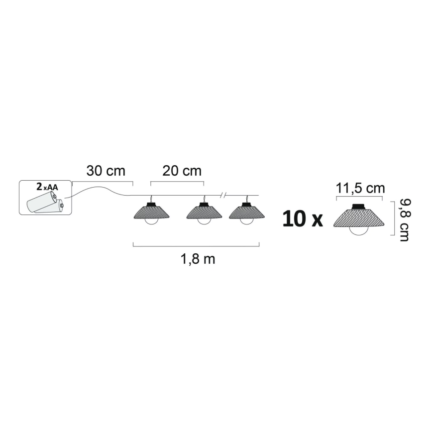 LED Dekorativna svjetiljka ASTRA 10xLED/2xAA