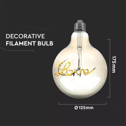 LED Dekorativna žarulja FILAMENT G125 E27/5W/230V 2200K