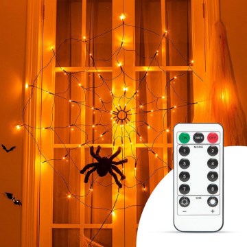 LED Dekorativni lanac HALLOWEEN LED/5V/8 funkcija paučina + daljinski upravljač