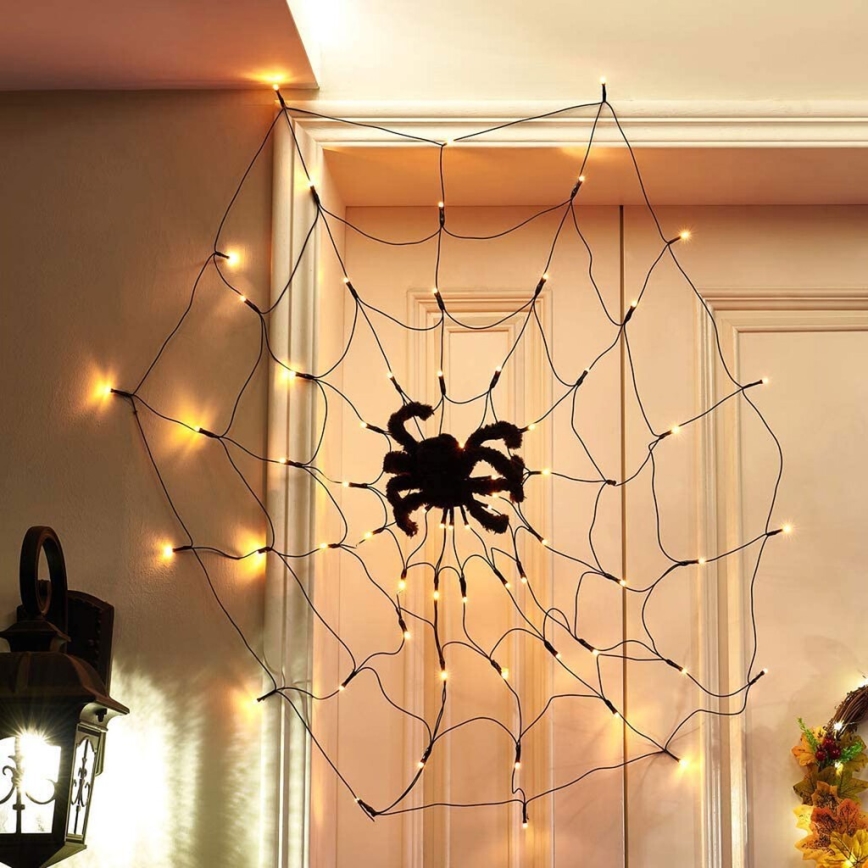 LED Dekorativni lanac HALLOWEEN LED/5V/8 funkcija paučina + daljinski upravljač