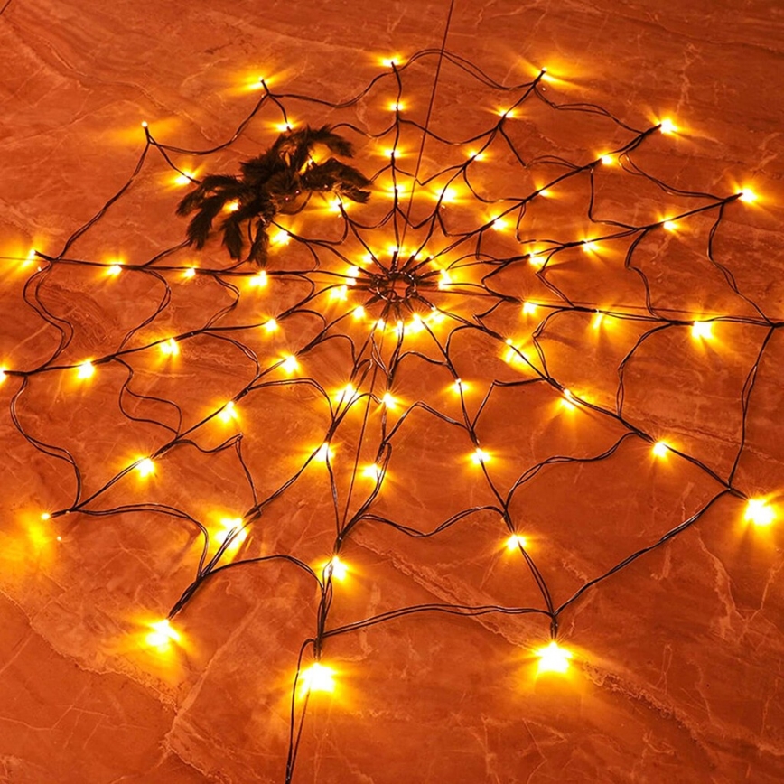 LED Dekorativni lanac HALLOWEEN LED/5V/8 funkcija paučina + daljinski upravljač