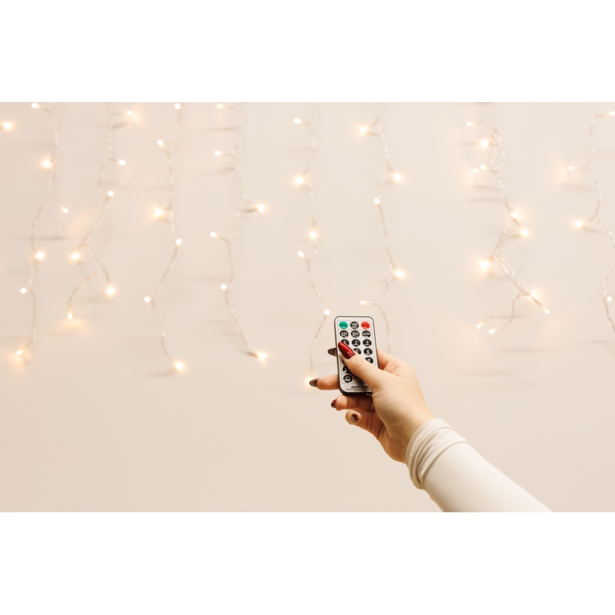 LED vanjska zavjesa s mogućnošću prigušivanja CURTAIN 360xLED/8,4W/230V 2x2 m IP44 topla bijela + daljinski upravljač