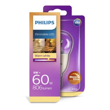 LED Dimabilna žarulja Philips Warm Glow E14/8W/230V 2200K-2700K