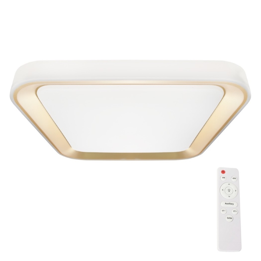 LED Dimmabilno stropno svjetlo QUADRO LED/38W/230V 3000-6000K bijela/zlatna + daljinski upravljač