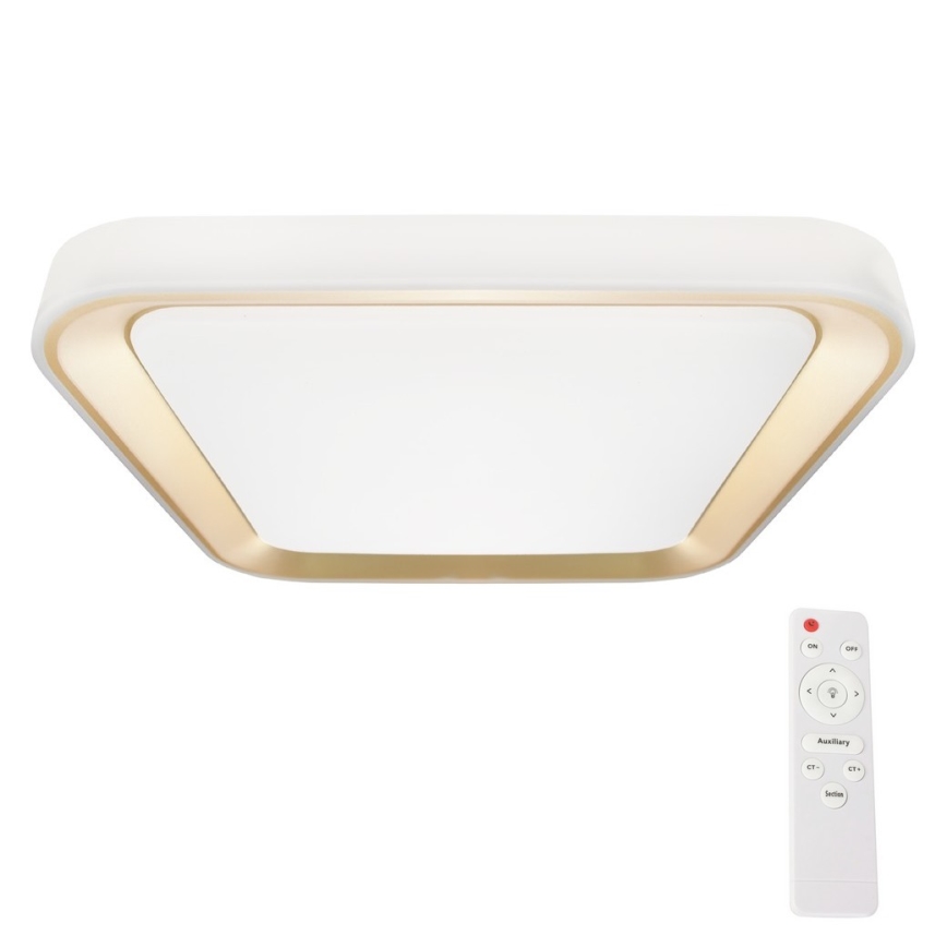 LED Dimmabilno stropno svjetlo QUADRO LED/66W/230V 3000-6000K bijela/zlatna + daljinski upravljač
