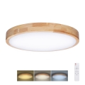 LED Dimmabilno stropno svjetlo SOLID OAK LED/60W/230V 3000-6500K hrast promjer 51 cm + daljinski upravljač