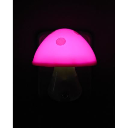LED dječja noćna svjetiljka sa senzorom sumraka LED/0,5W/230V gljiva