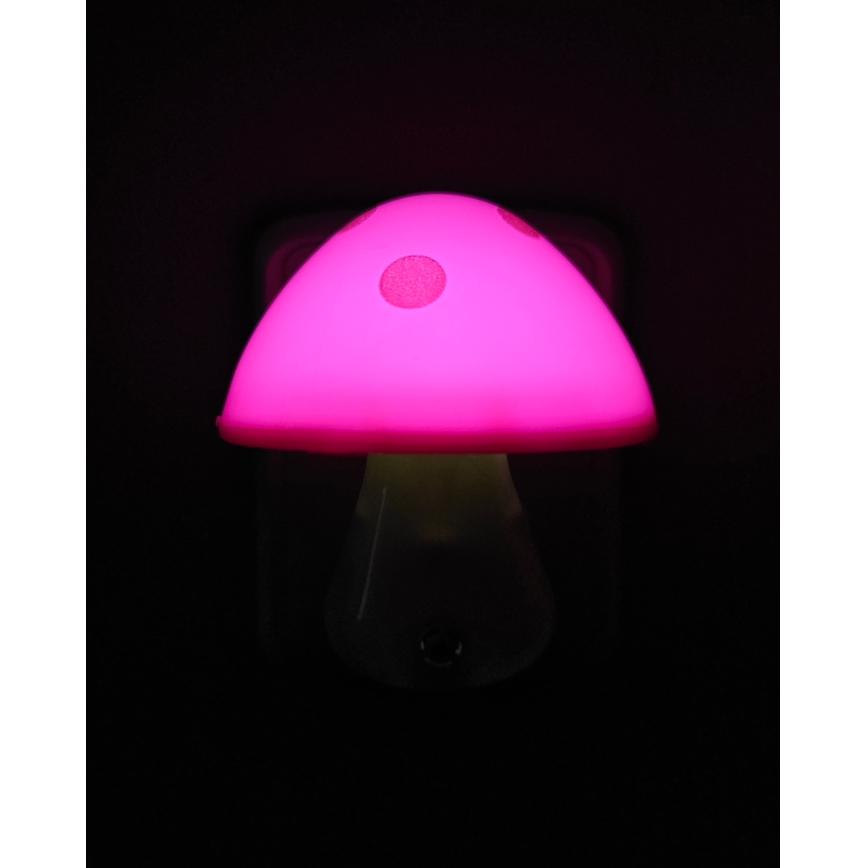 LED dječja noćna svjetiljka sa senzorom sumraka LED/0,5W/230V gljiva
