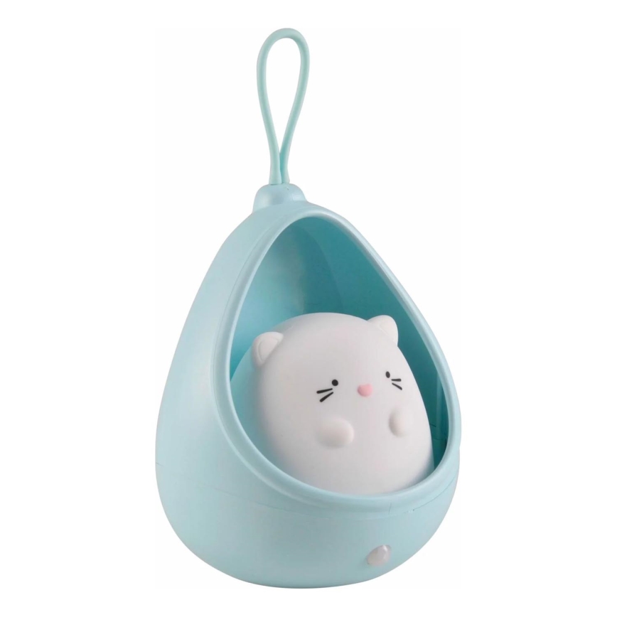 LED Dječja orijentacijska svjetiljka sa senzorom KITTY LED/0,5W/5V USB 1200 mAh plava