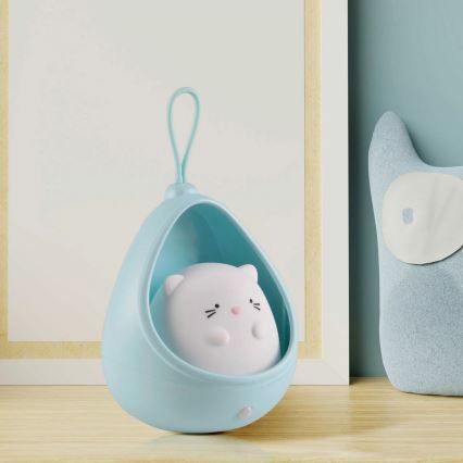 LED Dječja orijentacijska svjetiljka sa senzorom KITTY LED/0,5W/5V USB 1200 mAh plava