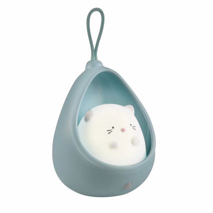 LED Dječja orijentacijska svjetiljka sa senzorom KITTY LED/0,5W/5V USB 1200 mAh plava