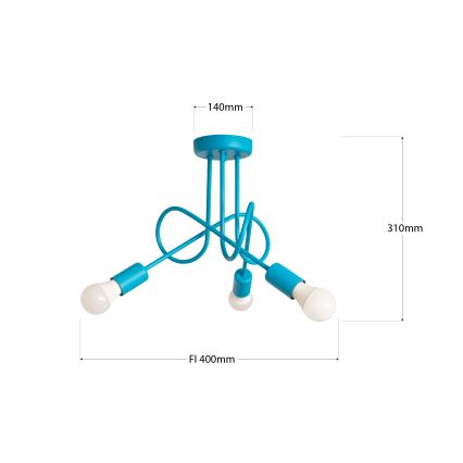 LED dječja plafonska svjetiljka OXFORD 3xE27/15W/230V plava