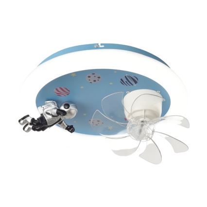 LED dječja stropna svjetiljka s ventilatorom i mogućnošću prigušivanja LED/48W/230V 3000/4000/6000K plava + daljinski upravljač